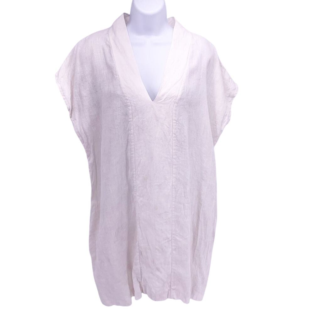 Horses Atelier White Short Sleeve Linen Dress Size 3 US 8/10